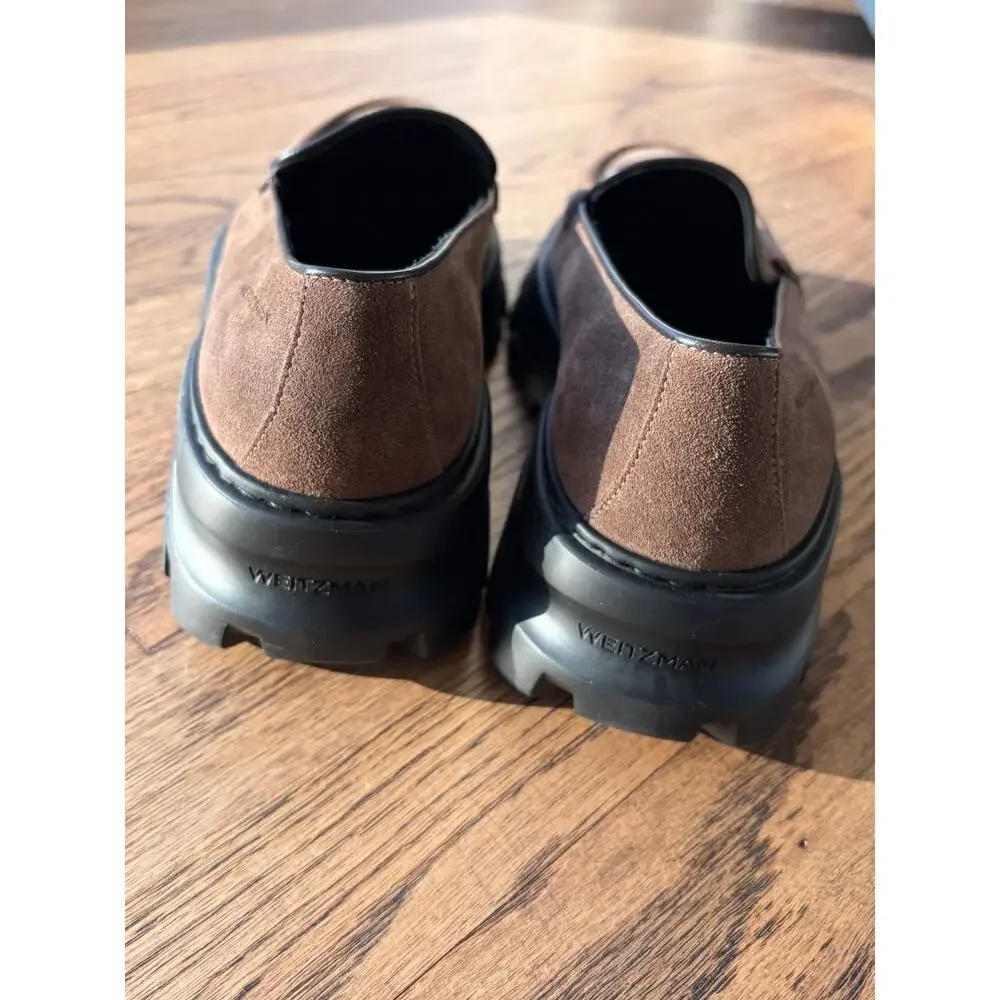 Stuart Weitzman Anders Platform Slip-on Shoe in Brown Suede Men's Sz‎ 8